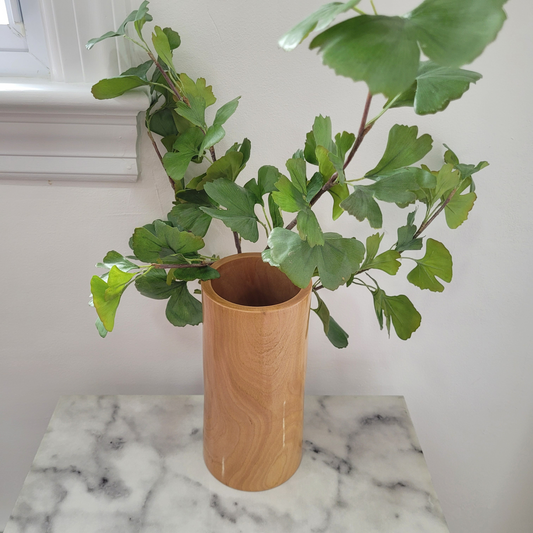SYCAMORE WOOD VASE - Diameter 5" x High 9 1/2"