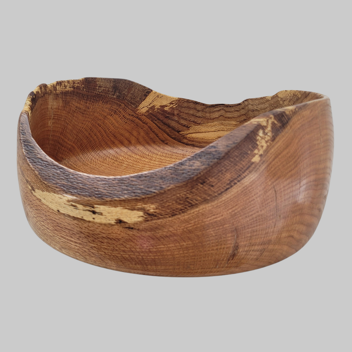 NATURAL EDGE RED OAK WOOD BOWL - Diameter 11" Height 5 ½"