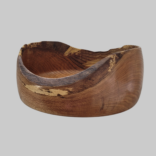 NATURAL EDGE RED OAK WOOD BOWL - Diameter 11" Height 5 ½"