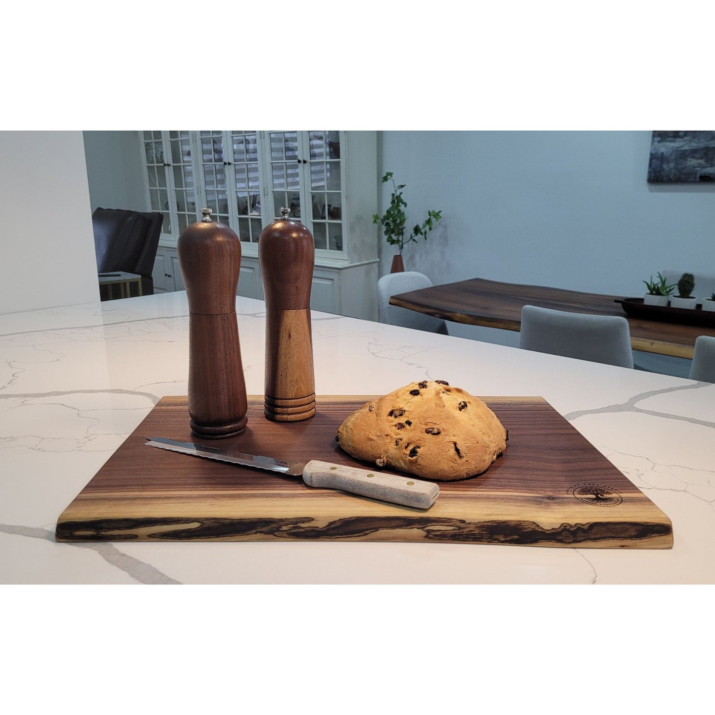 Double Live Edge Black Walnut Wood Cutting & Charcuterie Board - 20 Long x 13 3⁄4 Wide ½ Thick