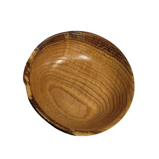 NATURAL EDGE RED OAK WOOD BOWL - Diameter 7 ½" Height 2 ¼"