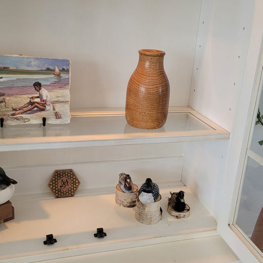 Red Oak Decorative Vase – Hand-Turned with Tung Oil Finish