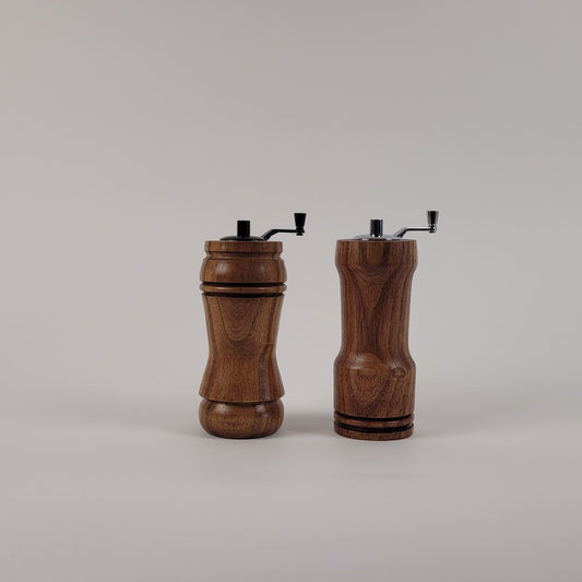 Salt or Pepper Chrome Hand Crank Mill Mimosa Wood – 2 ½" Diameter x 7" Height