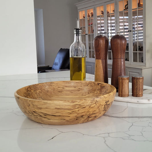 Spalted Birch Wood Bowl – 12 ½" Diameter x 3" Height