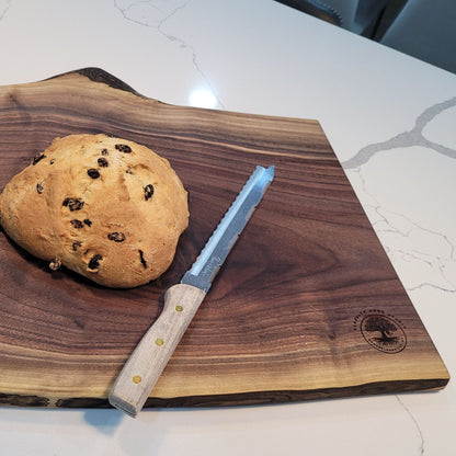 Double Live Edge Black Walnut Wood Cutting & Charcuterie Board - 21 Long x 13 3⁄4 Wide   3⁄4 Thick