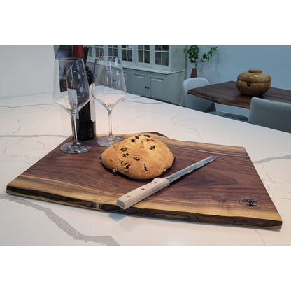 Double Live Edge Black Walnut Wood Cutting & Charcuterie Board - 21 Long x 13 3⁄4 Wide   3⁄4 Thick