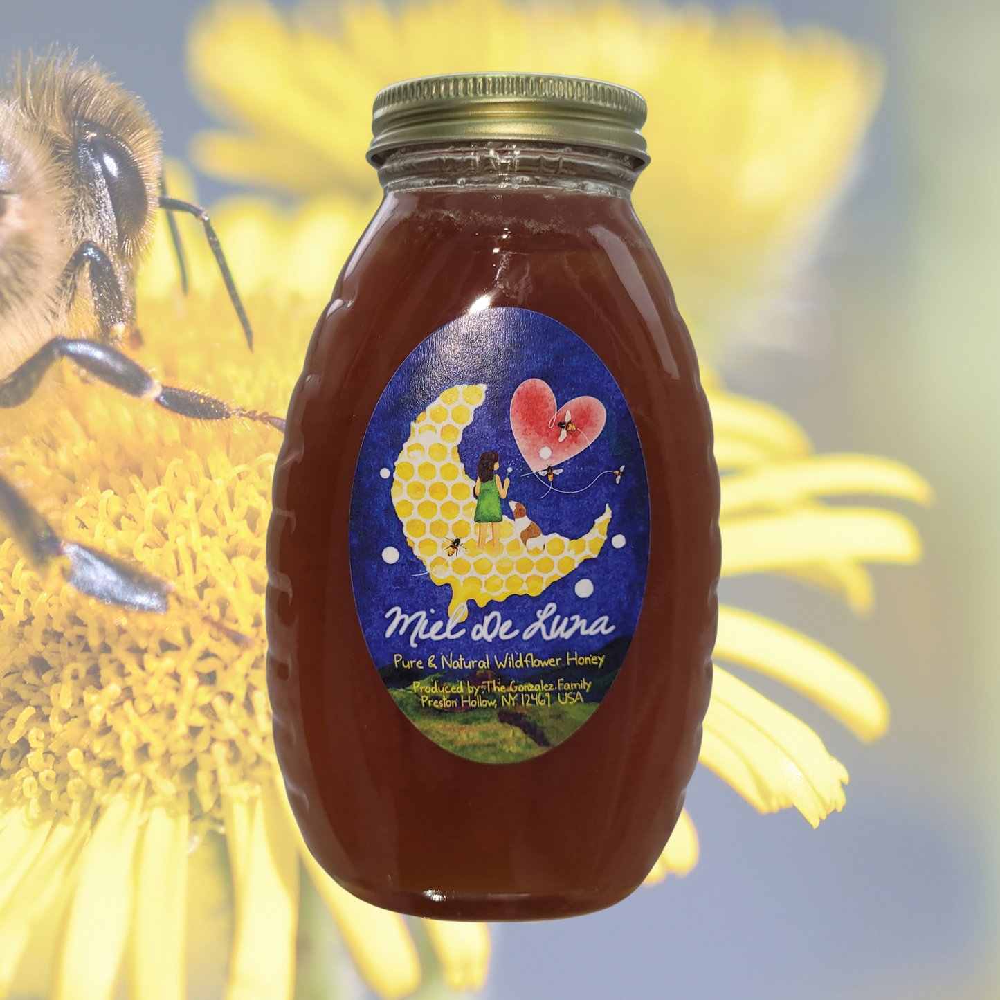 Miel de Luna Raw Honey – 1 lb. Glass Jar