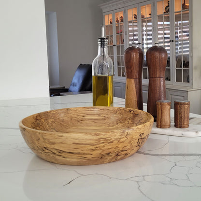 Spalted Birch Wood Bowl – 12 ½" Diameter x 3" Height